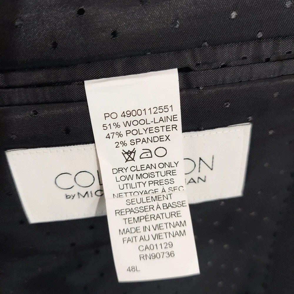 Collection By Michael Strahan Blazer Sport Coat Mens 48L Black Wool Stretch